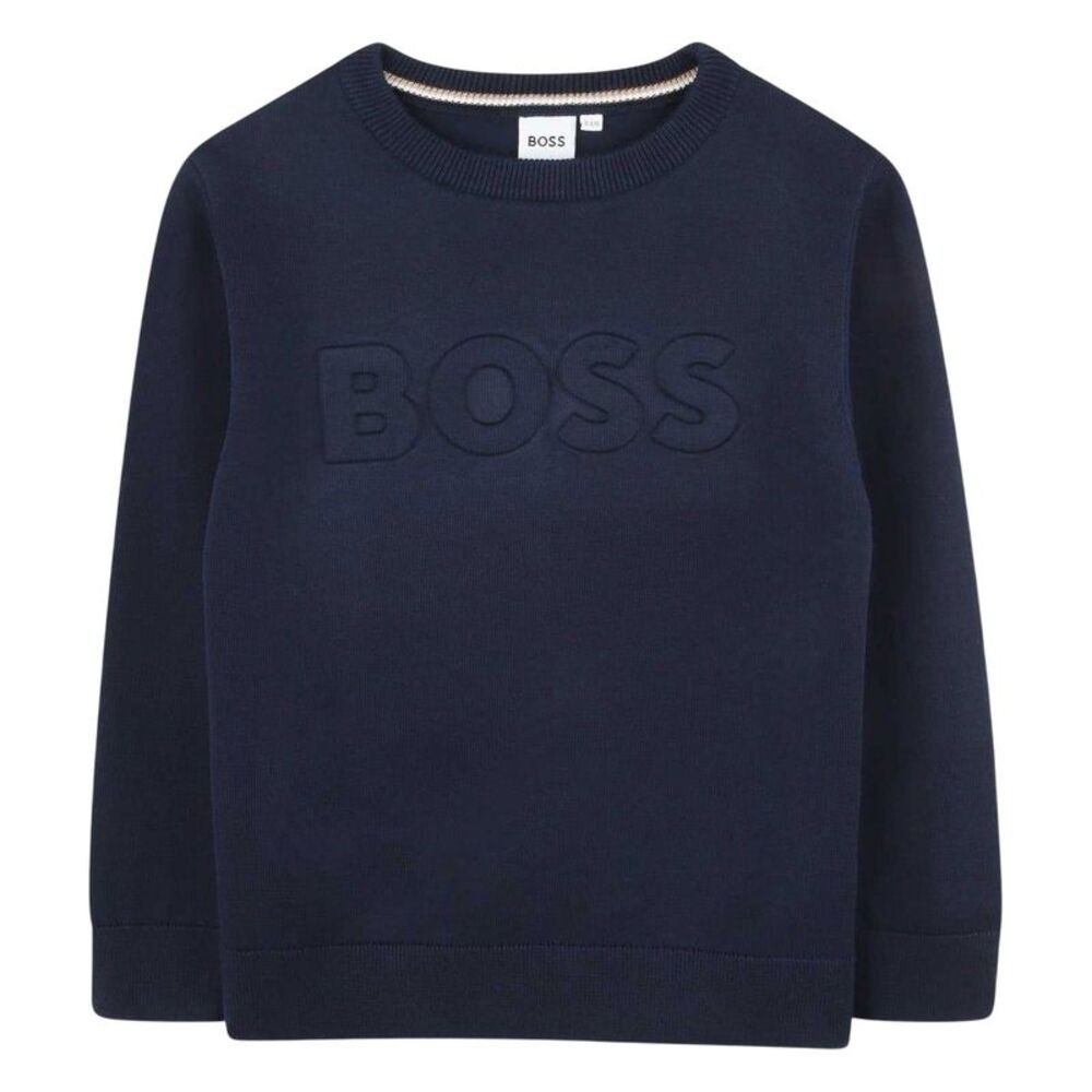 Boss Childrens/Kids Logo Crew Neck Sweatshirt / Navy